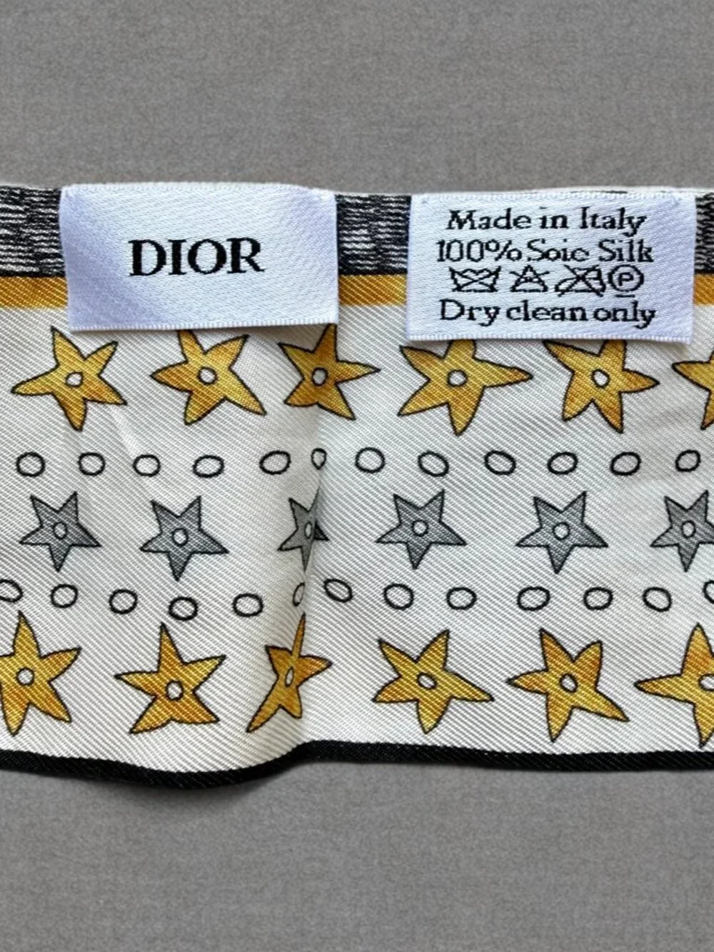 Christian Dior White Silk L'Etoile Tarot Card Mitzah Scarf